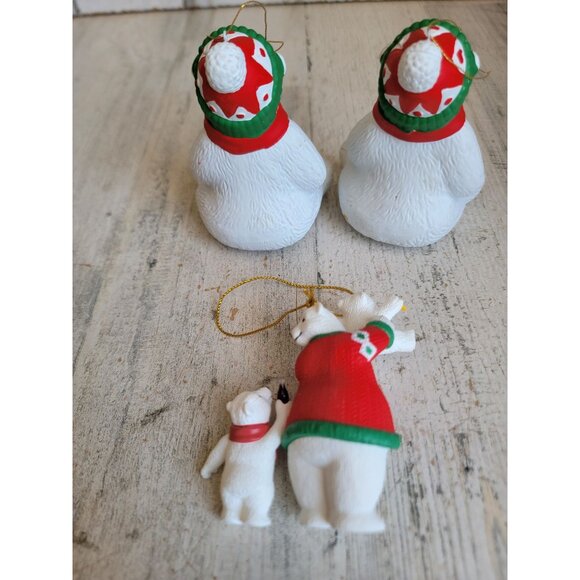 Vintage coke polar bear coca cola ornament Xmas set unique bottle - Picture 7 of 7
